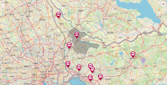 千葉県のマックスバリュの店舗地図