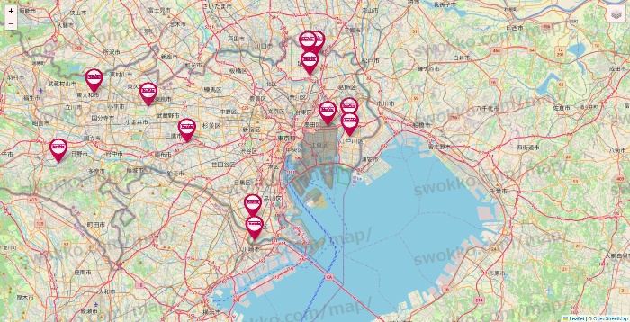 東京都のマックスバリュの店舗地図