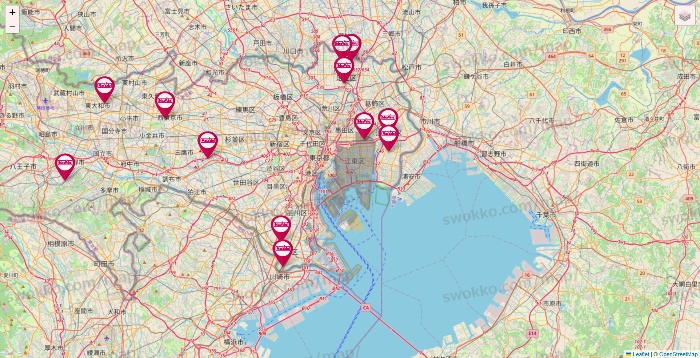 東京都のマックスバリュの店舗地図