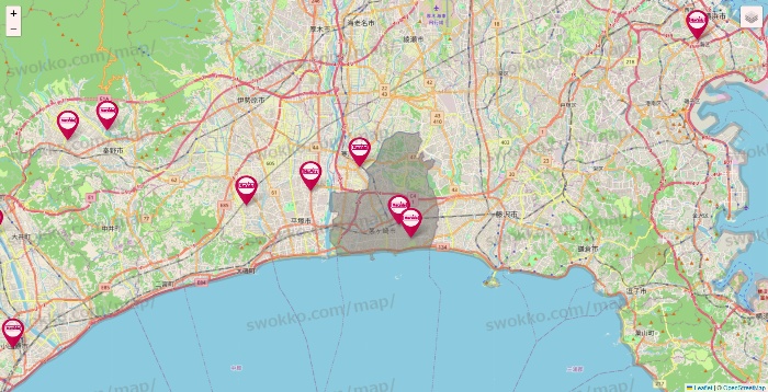 神奈川県のマックスバリュの店舗地図