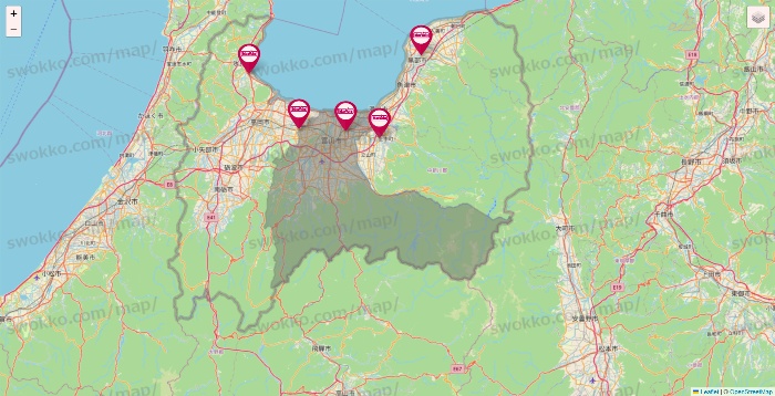 富山県のマックスバリュの店舗地図