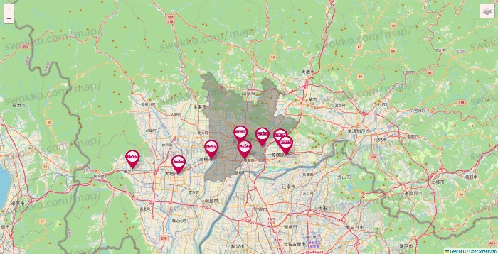 岐阜県のマックスバリュの店舗地図