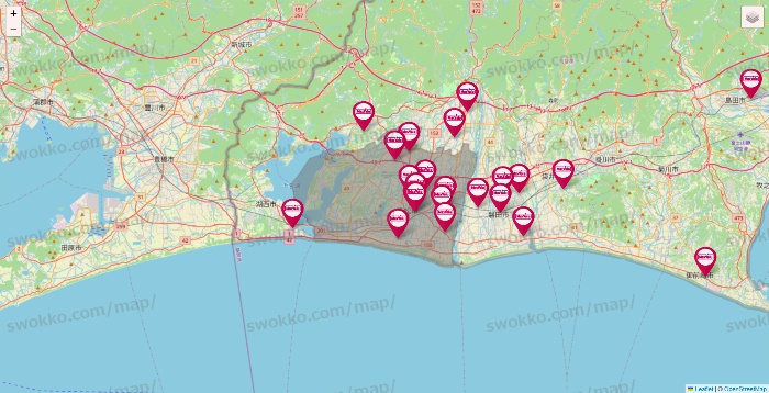 静岡県のマックスバリュの店舗地図