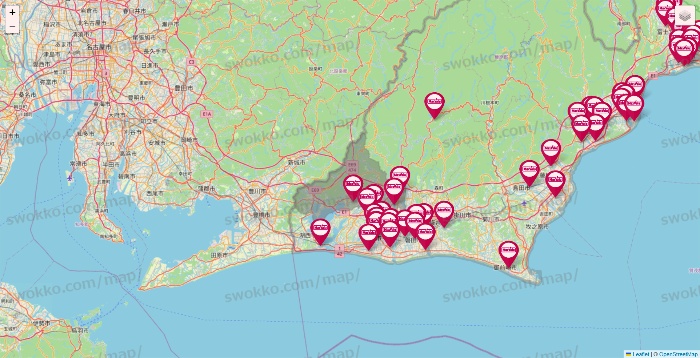 静岡県のマックスバリュの店舗地図