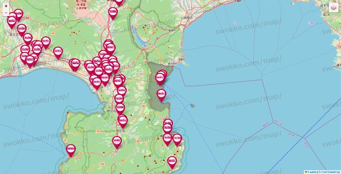 静岡県のマックスバリュの店舗地図