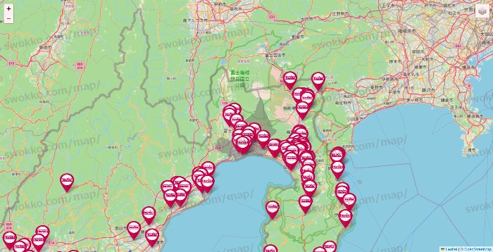 静岡県のマックスバリュの店舗地図