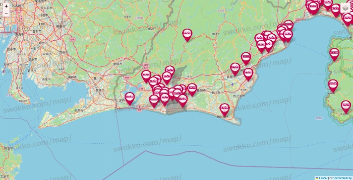 静岡県のマックスバリュの店舗地図