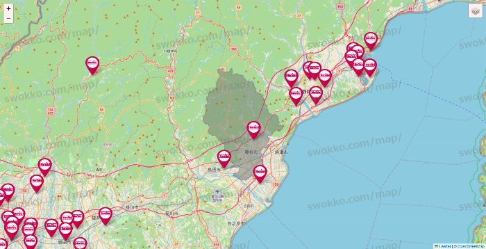 静岡県のマックスバリュの店舗地図