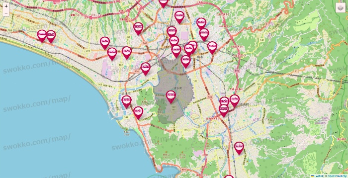 静岡県のマックスバリュの店舗地図