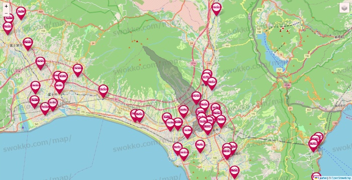 静岡県のマックスバリュの店舗地図