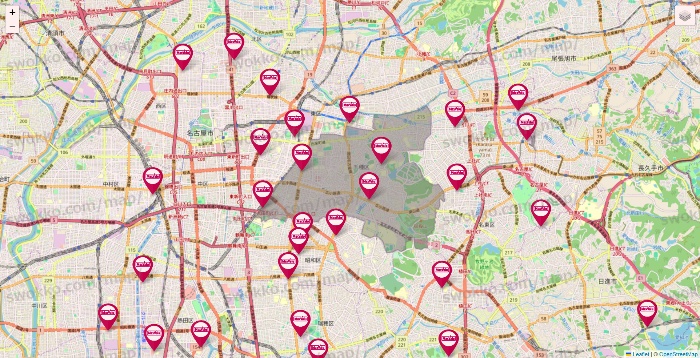 愛知県のマックスバリュの店舗地図