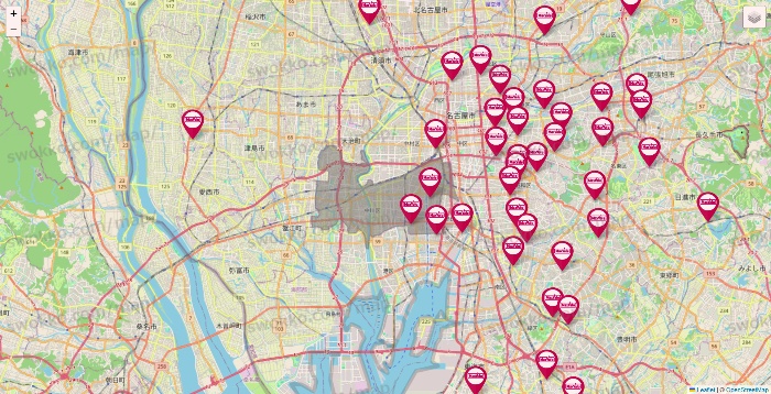 愛知県のマックスバリュの店舗地図