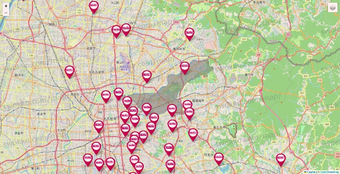 愛知県のマックスバリュの店舗地図