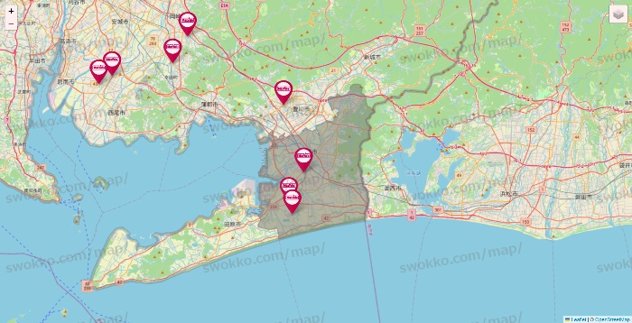 愛知県のマックスバリュの店舗地図