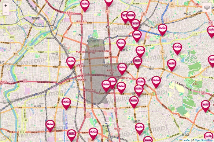 愛知県のマックスバリュの店舗地図
