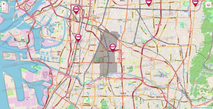 大阪府のマックスバリュの店舗地図