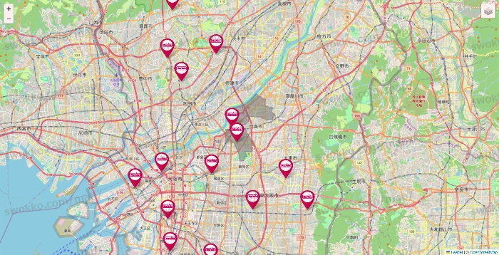 大阪府のマックスバリュの店舗地図