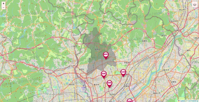 大阪府のマックスバリュの店舗地図