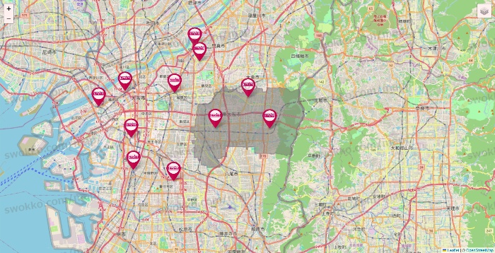 大阪府のマックスバリュの店舗地図