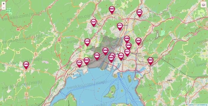 広島県のマックスバリュの店舗地図