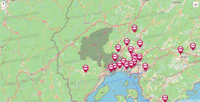 広島県のマックスバリュの店舗地図