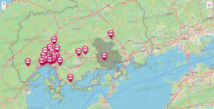 広島県のマックスバリュの店舗地図