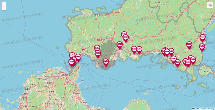 山口県のマックスバリュの店舗地図