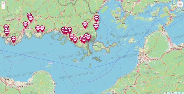 山口県のマックスバリュの店舗地図