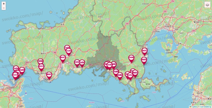 山口県のマックスバリュの店舗地図