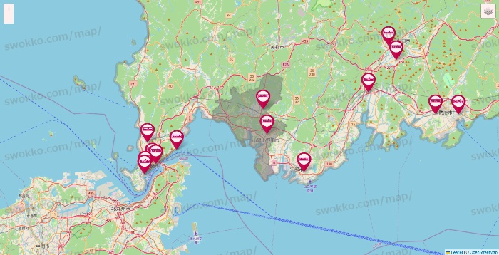 山口県のマックスバリュの店舗地図