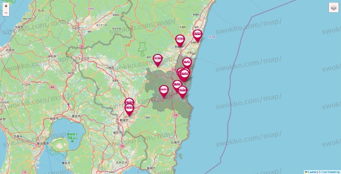 宮崎県のマックスバリュの店舗地図