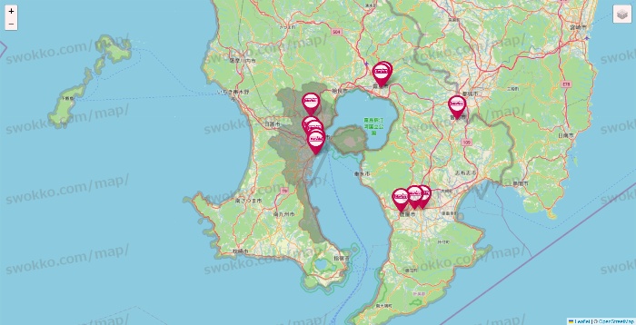 鹿児島県のマックスバリュの店舗地図