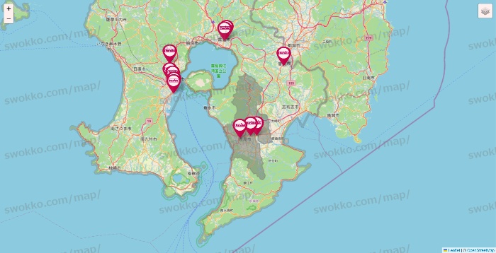 鹿児島県のマックスバリュの店舗地図