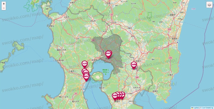 鹿児島県のマックスバリュの店舗地図