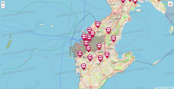 沖縄県のマックスバリュの店舗地図