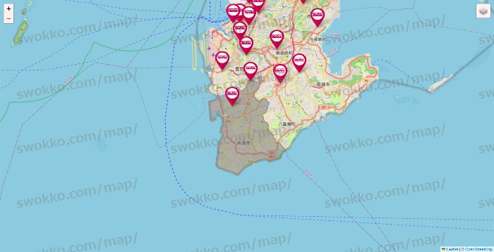 沖縄県のマックスバリュの店舗地図