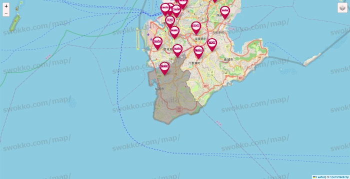 沖縄県のマックスバリュの店舗地図