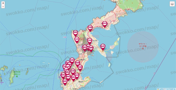 沖縄県のマックスバリュの店舗地図