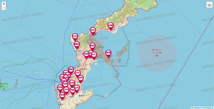 沖縄県のマックスバリュの店舗地図