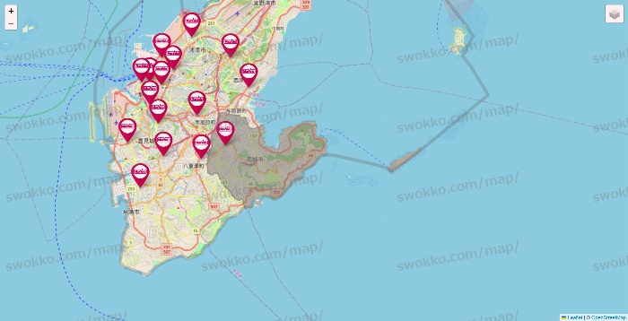 沖縄県のマックスバリュの店舗地図