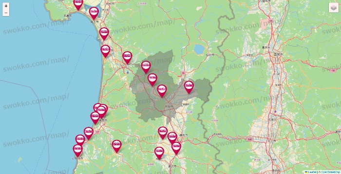 秋田県のマックスバリュの店舗地図