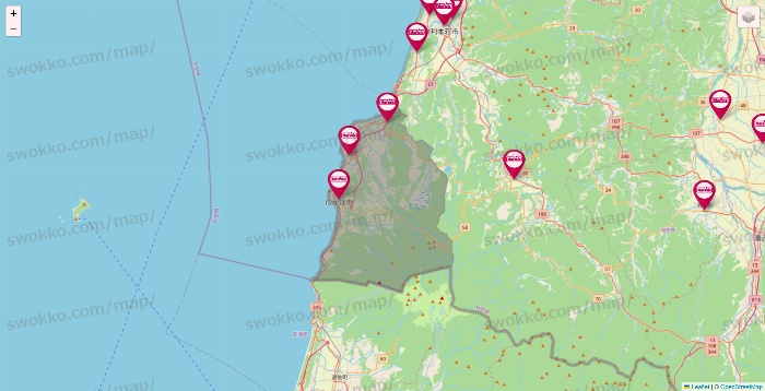 秋田県のマックスバリュの店舗地図