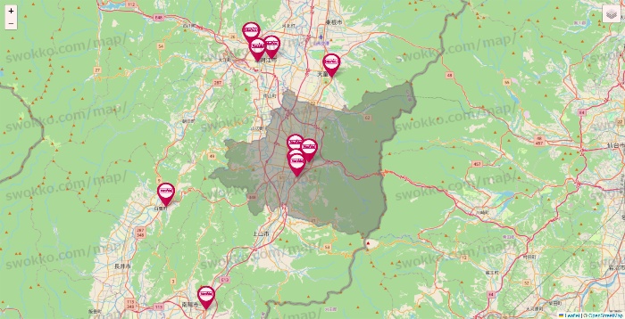 山形県のマックスバリュの店舗地図