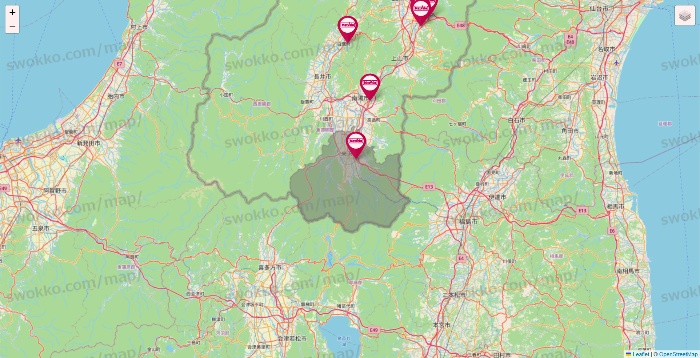 山形県のマックスバリュの店舗地図