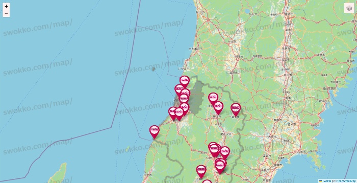 山形県のマックスバリュの店舗地図
