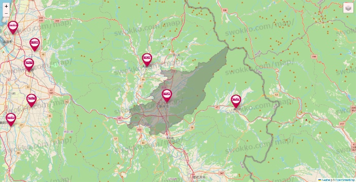 山形県のマックスバリュの店舗地図