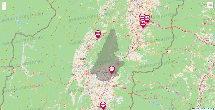 山形県のマックスバリュの店舗地図