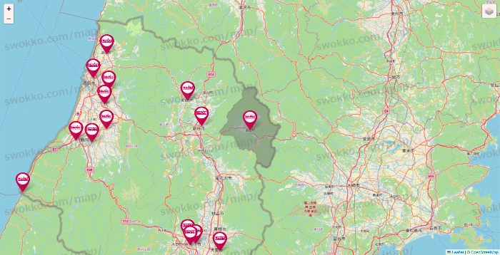 山形県のマックスバリュの店舗地図