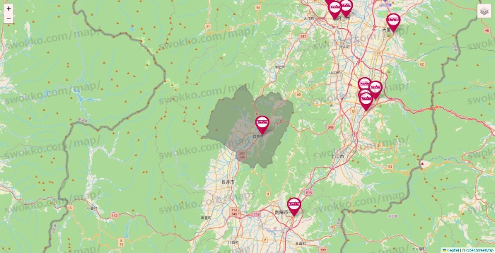 山形県のマックスバリュの店舗地図
