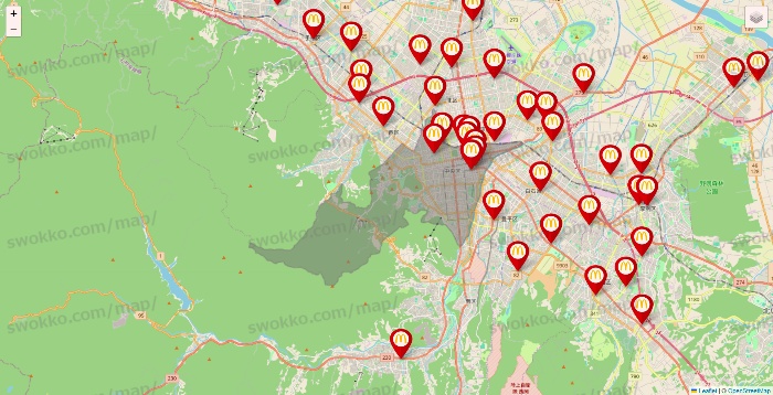 北海道のマクドナルドの店舗地図